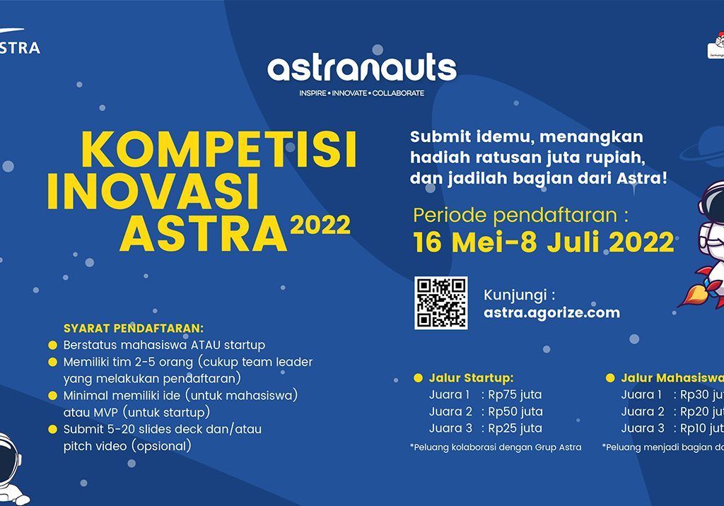 Sudah Daftar Astranauts? Kompetisi Inovasi Digital Untuk Mahasiswa dan Startup dibuka Sampai 8 Juli 2022