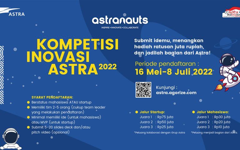 Sudah Daftar Astranauts? Kompetisi Inovasi Digital Untuk Mahasiswa dan Startup dibuka Sampai 8 Juli 2022